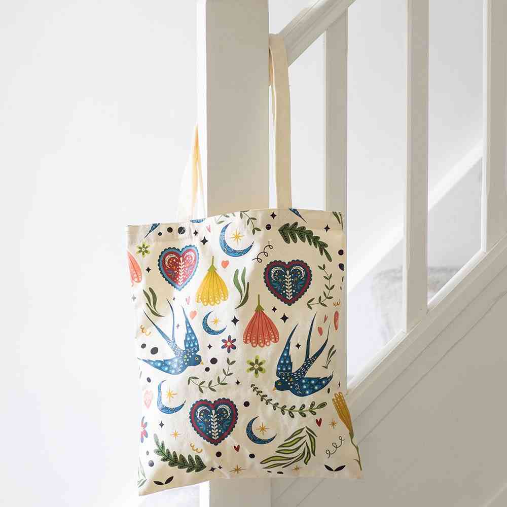 Something Different - Cream Folk Print Polycotton Tragetasche - Mehrfarben